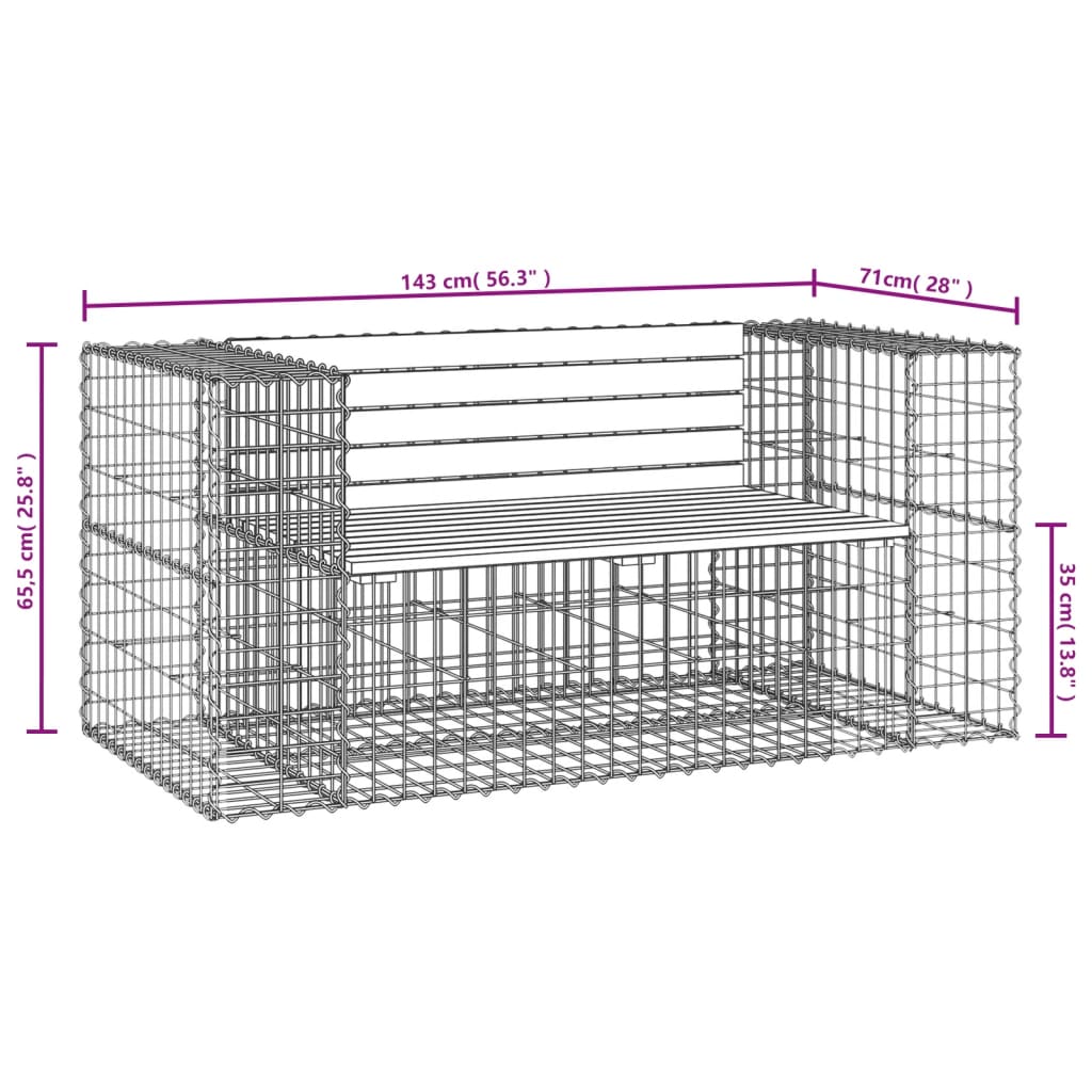 Tuinbank schanskorfontwerp 143x71x65,5 cm massief douglashout