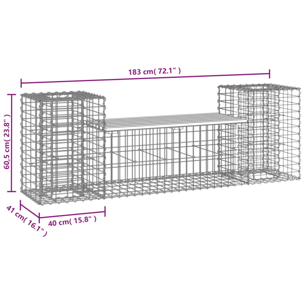 Tuinbank schanskorfontwerp 183x41x60,5 cm massief douglashout is nu te koop bij PeponiXL, paradijselijk wonen!