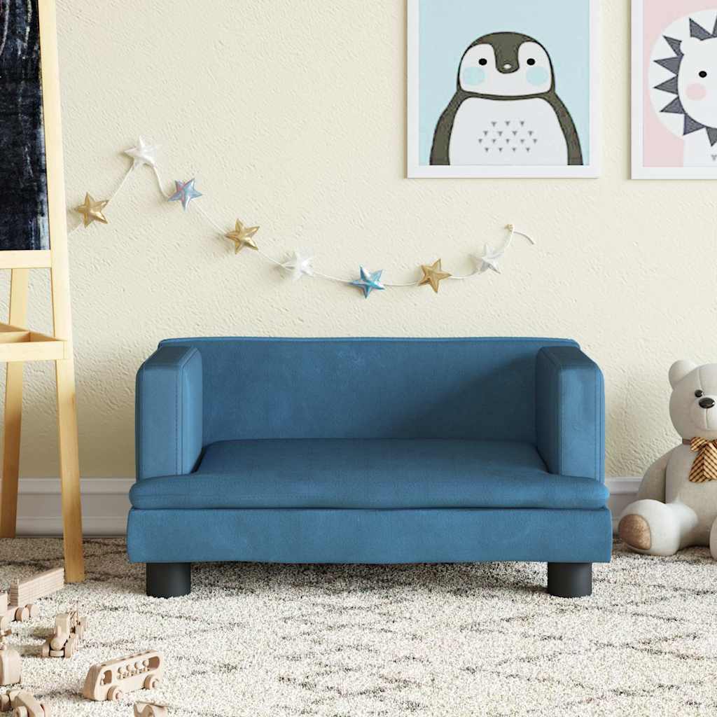 Kinderbank 60x40x30 cm fluweel blauw is nu te koop bij PeponiXL, paradijselijk wonen!