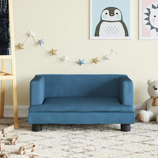 Kinderbank 60x40x30 cm fluweel blauw is nu te koop bij PeponiXL, paradijselijk wonen!