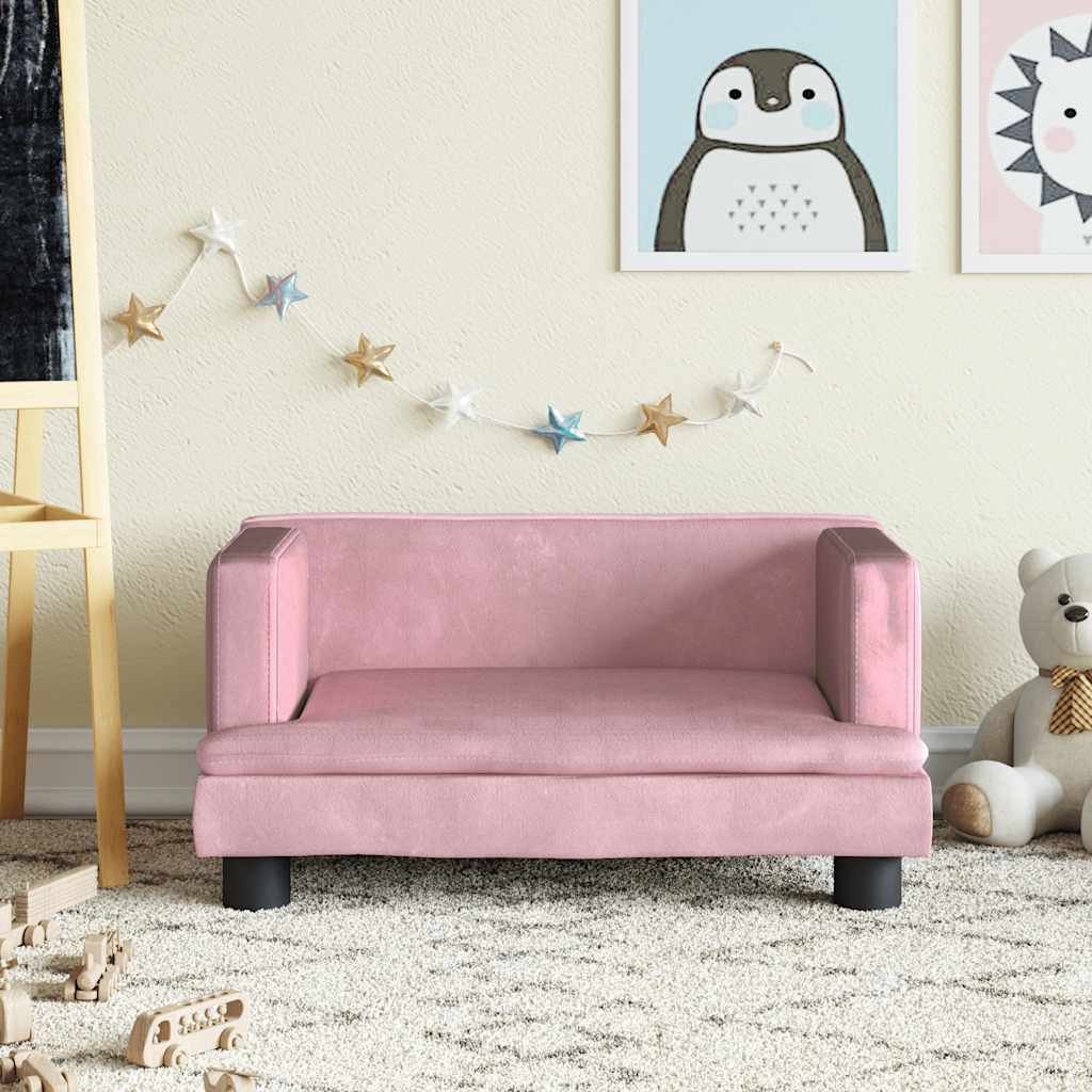 Kinderbank 60x40x30 cm fluweel roze is nu te koop bij PeponiXL, paradijselijk wonen!