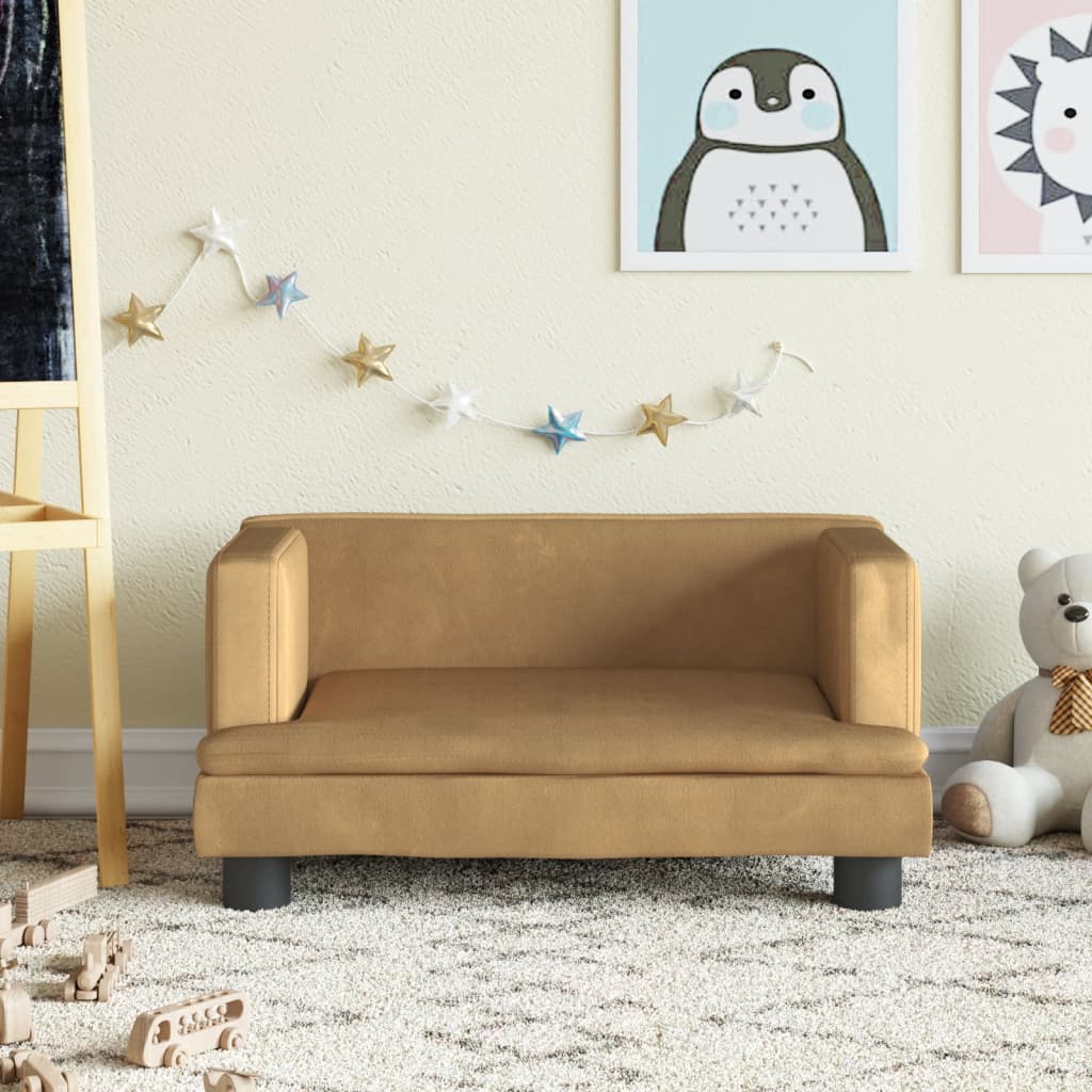 Kinderbank 60x40x30 cm fluweel bruin is nu te koop bij PeponiXL, paradijselijk wonen!
