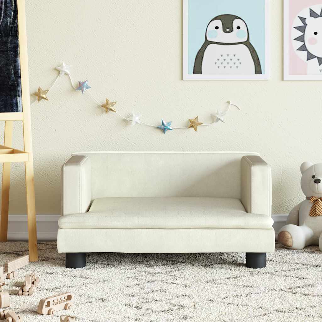 Kinderbank 60x40x30 cm fluweel crèmekleurig is nu te koop bij PeponiXL, paradijselijk wonen!