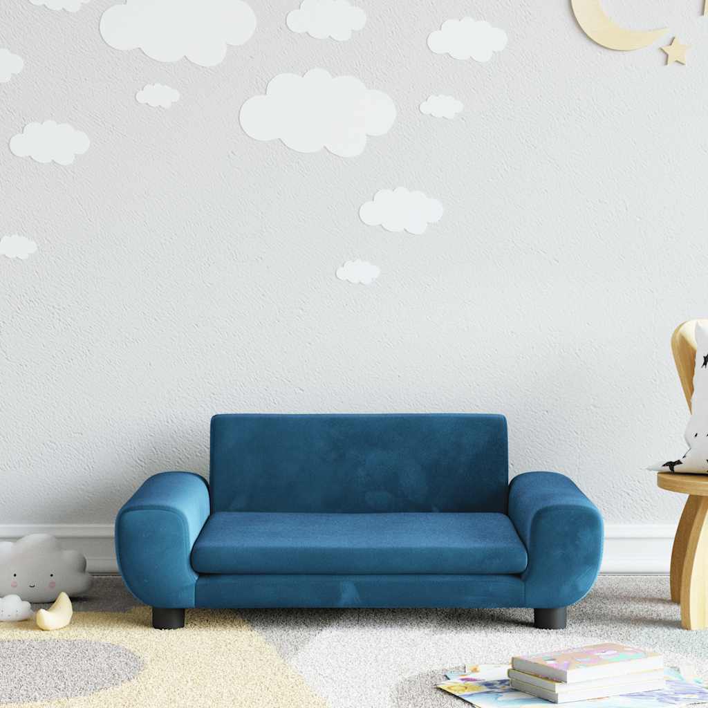 Kinderbank 70x45x33 cm fluweel blauw is nu te koop bij PeponiXL, paradijselijk wonen!