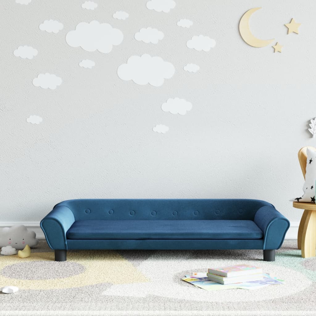 Kinderbank 100x50x26 cm fluweel blauw is nu te koop bij PeponiXL, paradijselijk wonen!