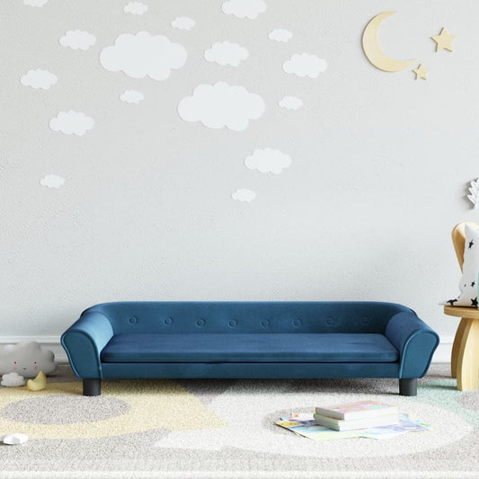 Kinderbank 100x50x26 cm fluweel blauw is nu te koop bij PeponiXL, paradijselijk wonen!