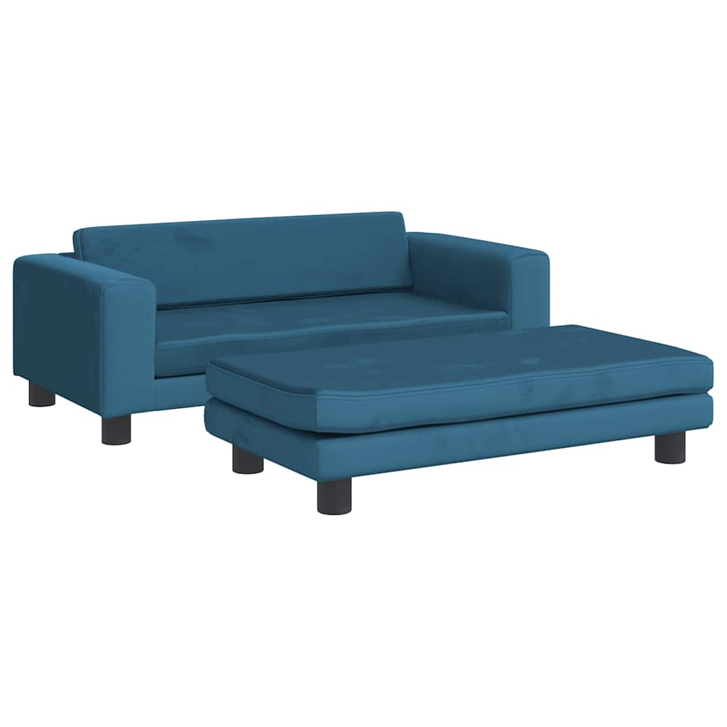 Kinderbank met voetensteun 100x50x30 cm fluweel blauw is nu te koop bij PeponiXL, paradijselijk wonen!