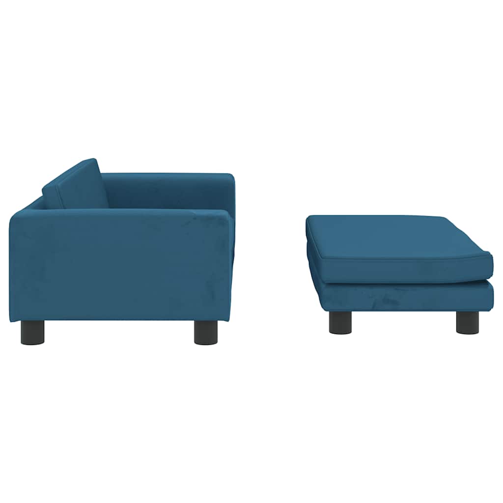 Kinderbank met voetensteun 100x50x30 cm fluweel blauw is nu te koop bij PeponiXL, paradijselijk wonen!