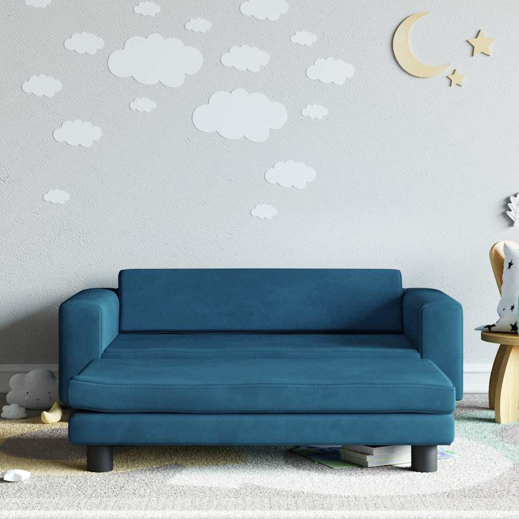 Kinderbank met voetensteun 100x50x30 cm fluweel blauw is nu te koop bij PeponiXL, paradijselijk wonen!