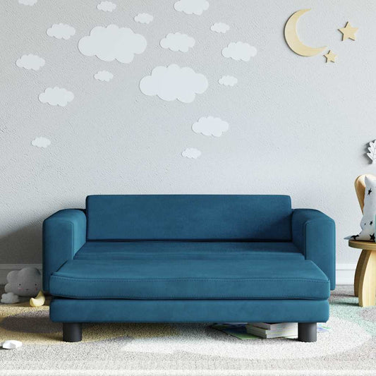 Kinderbank met voetensteun 100x50x30 cm fluweel blauw is nu te koop bij PeponiXL, paradijselijk wonen!