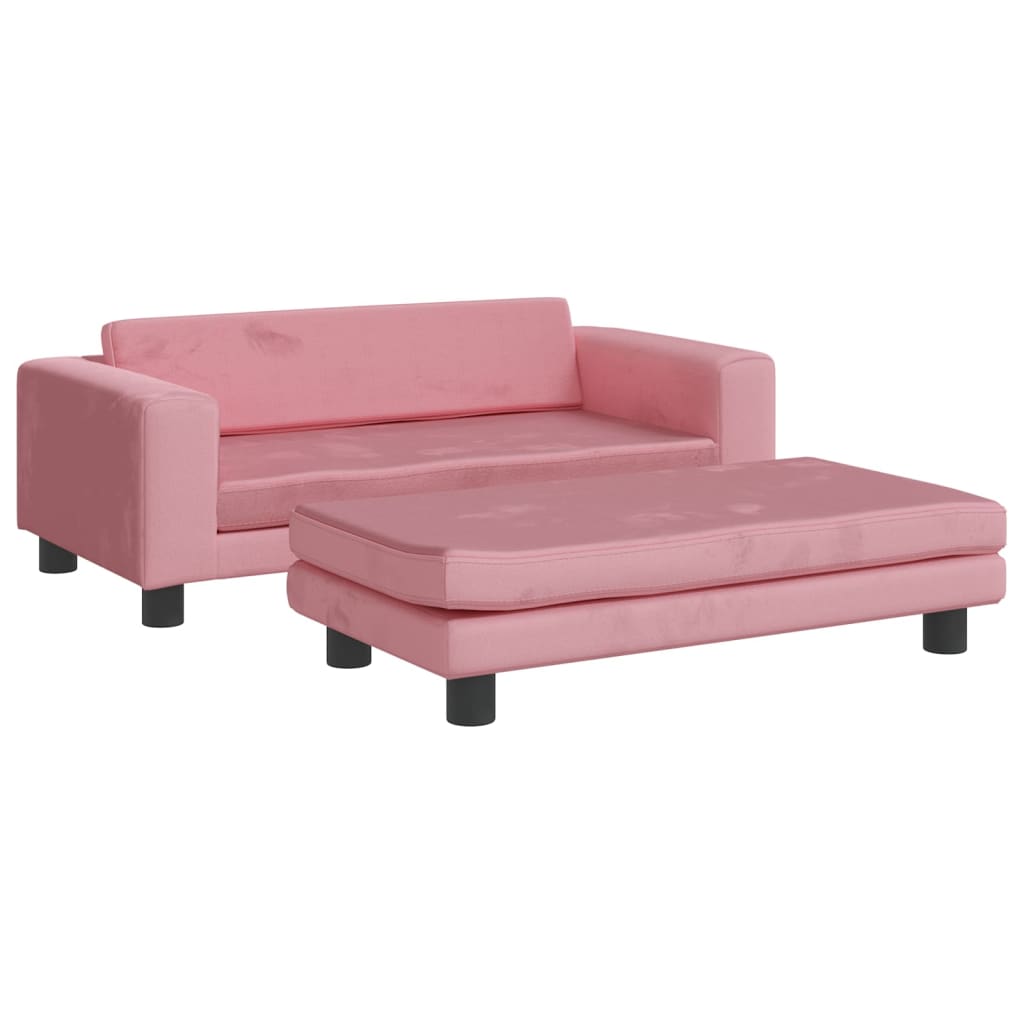 Kinderbank met voetensteun 100x50x30 cm fluweel roze is nu te koop bij PeponiXL, paradijselijk wonen!