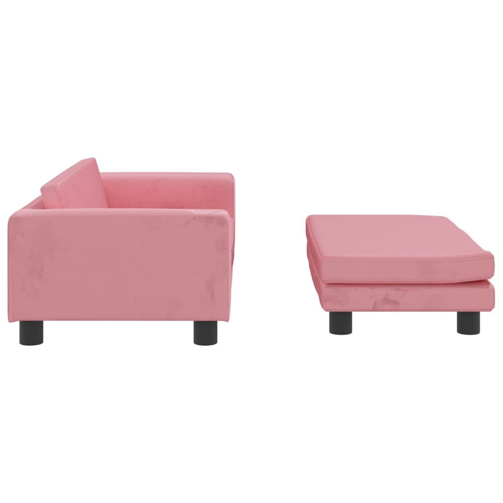 Kinderbank met voetensteun 100x50x30 cm fluweel roze is nu te koop bij PeponiXL, paradijselijk wonen!