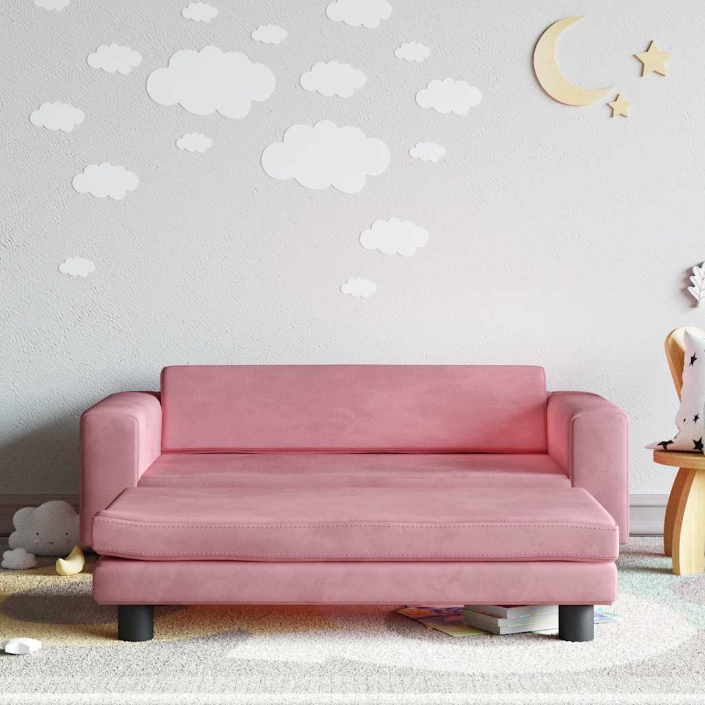 Kinderbank met voetensteun 100x50x30 cm fluweel roze is nu te koop bij PeponiXL, paradijselijk wonen!