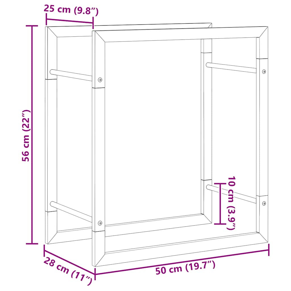 Haardhoutrek 50x28x56 cm roestvrij staal is nu te koop bij PeponiXL, paradijselijk wonen!