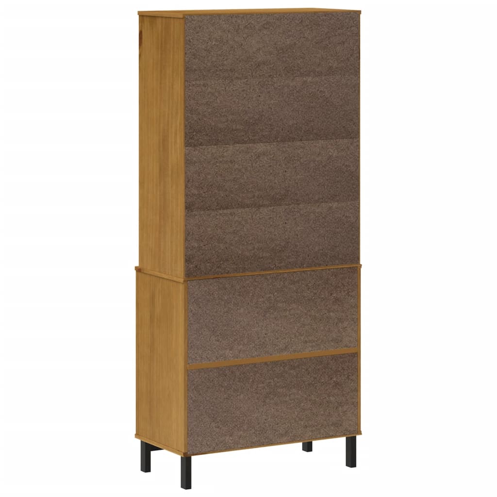 Hoge kast met glazen deuren FLAM 80x40x180 cm grenenhout is nu te koop bij PeponiXL, paradijselijk wonen!