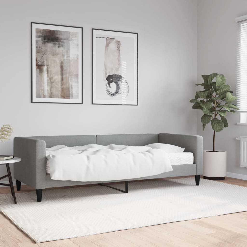 Slaapbank met matras 80x200 cm stof lichtgrijs is nu te koop bij PeponiXL, paradijselijk wonen!
