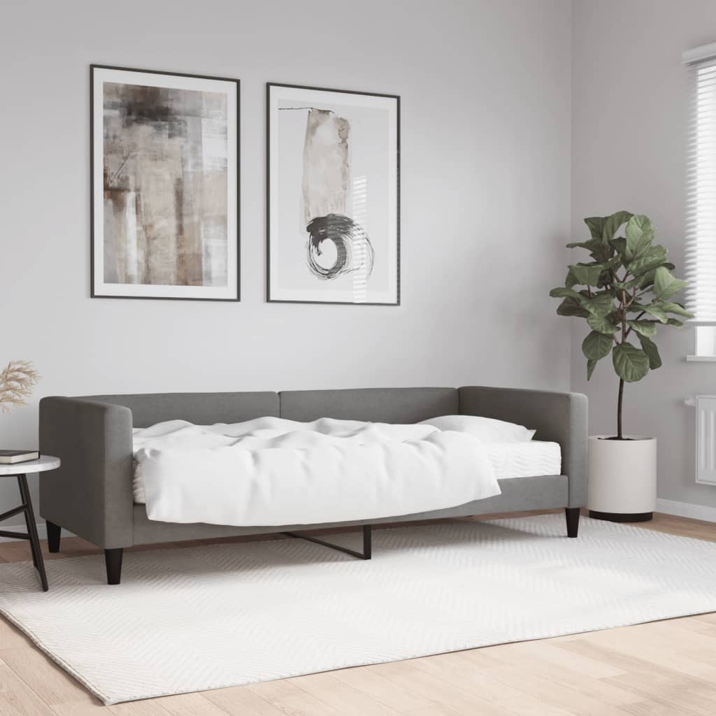 Slaapbank met matras 80x200 cm stof donkergrijs is nu te koop bij PeponiXL, paradijselijk wonen!