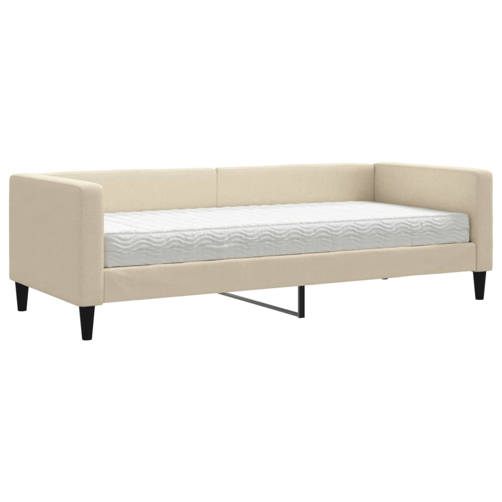 Slaapbank met matras 80x200 cm stof crèmekleurig is nu te koop bij PeponiXL, paradijselijk wonen!