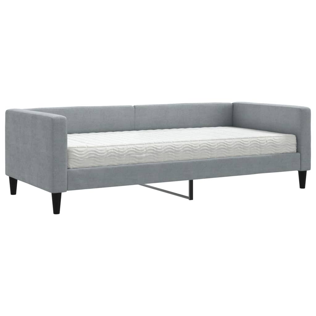 Slaapbank met matras 90x200 cm stof lichtgrijs is nu te koop bij PeponiXL, paradijselijk wonen!