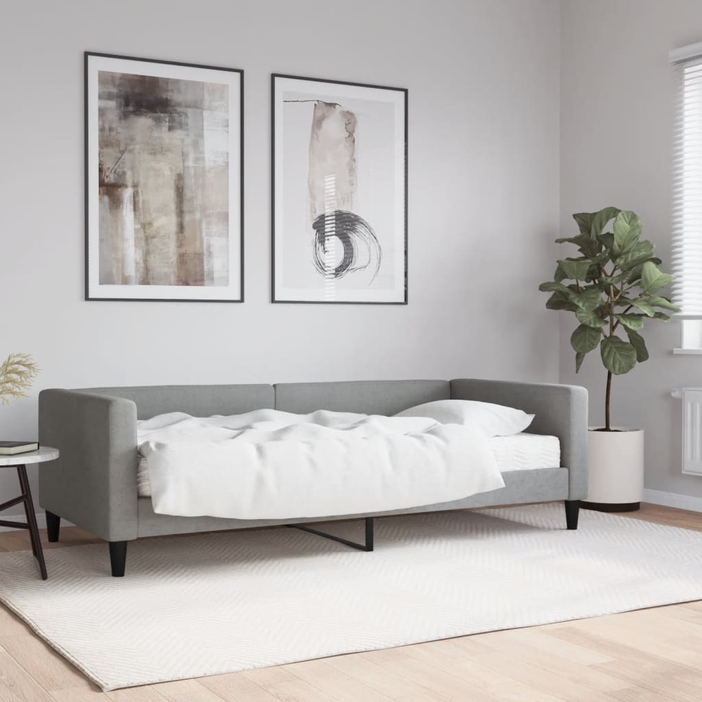 Slaapbank met matras 90x200 cm stof lichtgrijs is nu te koop bij PeponiXL, paradijselijk wonen!