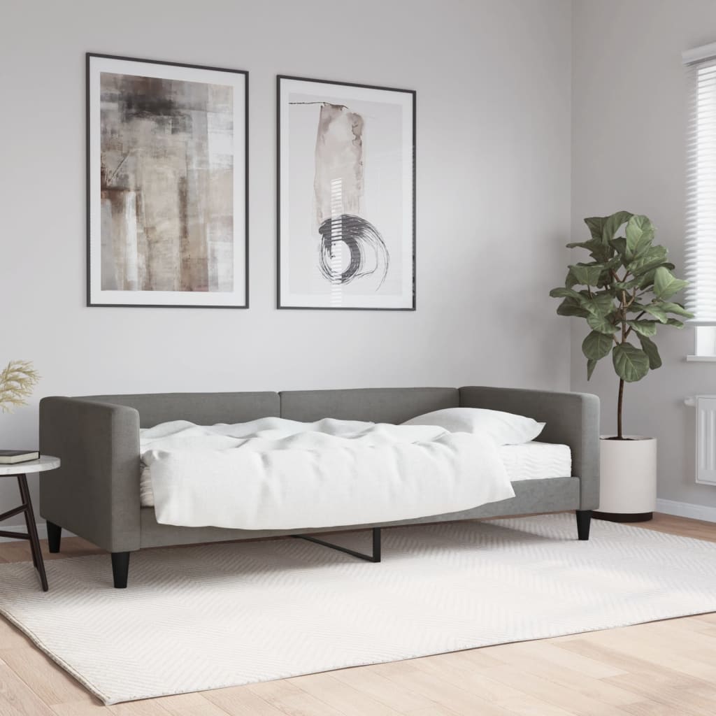 Slaapbank met matras 90x200 cm stof donkergrijs is nu te koop bij PeponiXL, paradijselijk wonen!