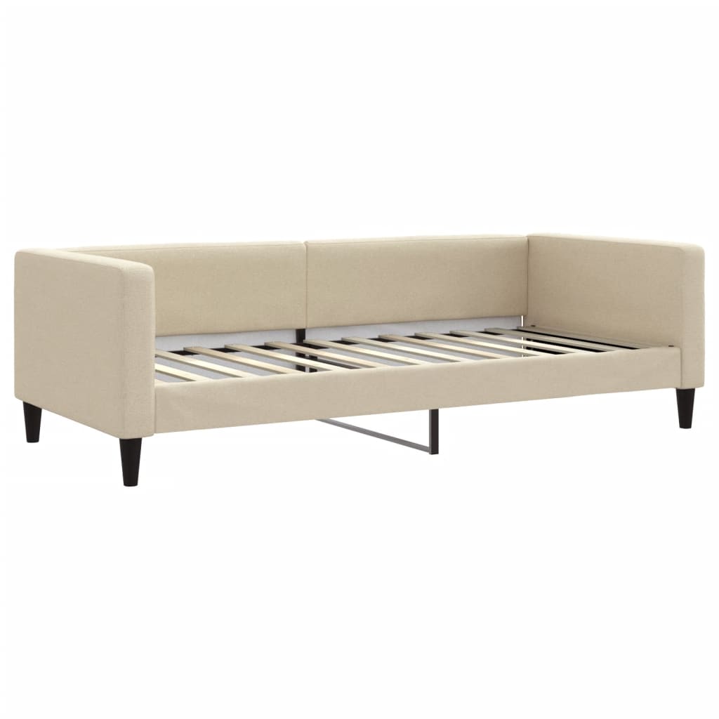 Slaapbank met matras 90x200 cm stof crèmekleurig is nu te koop bij PeponiXL, paradijselijk wonen!