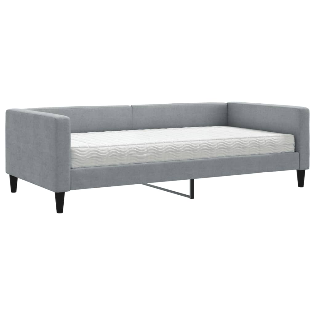 Slaapbank met matras 100x200 cm stof lichtgrijs is nu te koop bij PeponiXL, paradijselijk wonen!