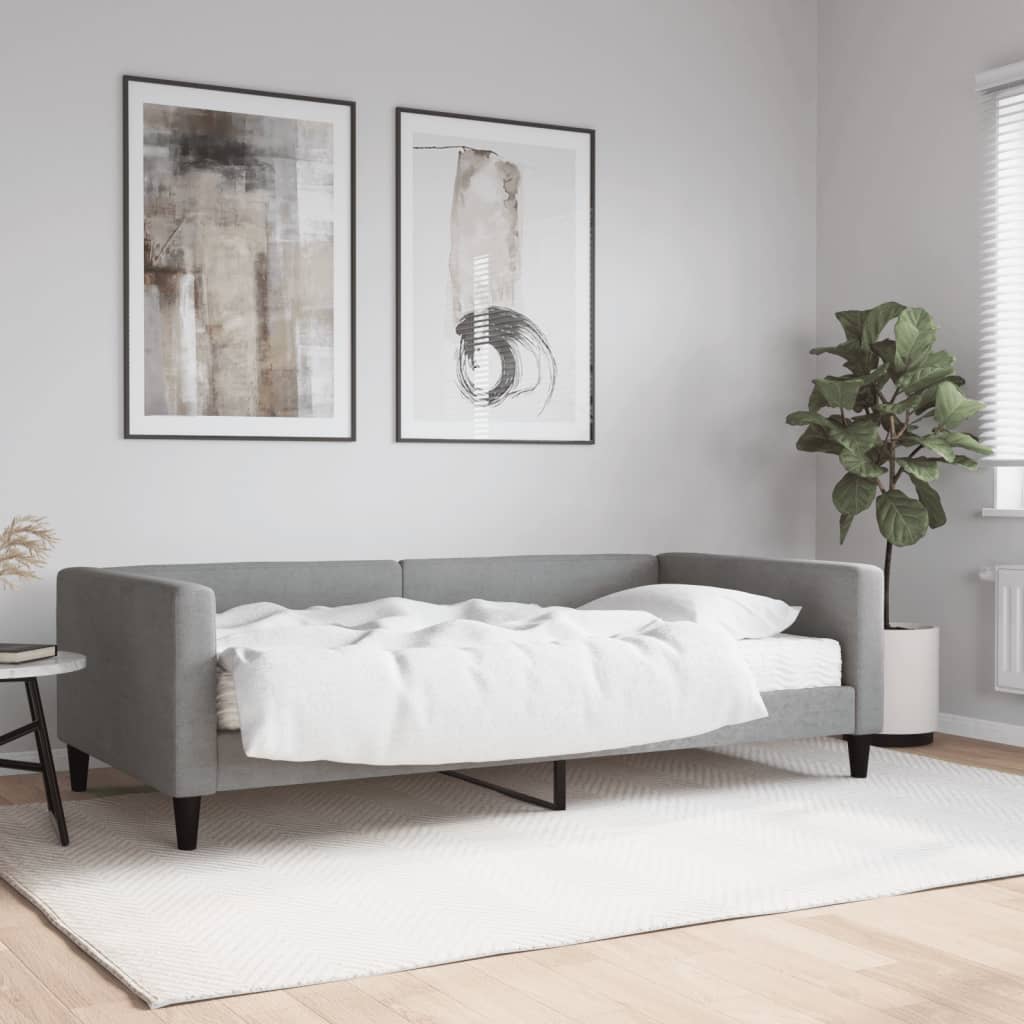 Slaapbank met matras 100x200 cm stof lichtgrijs is nu te koop bij PeponiXL, paradijselijk wonen!