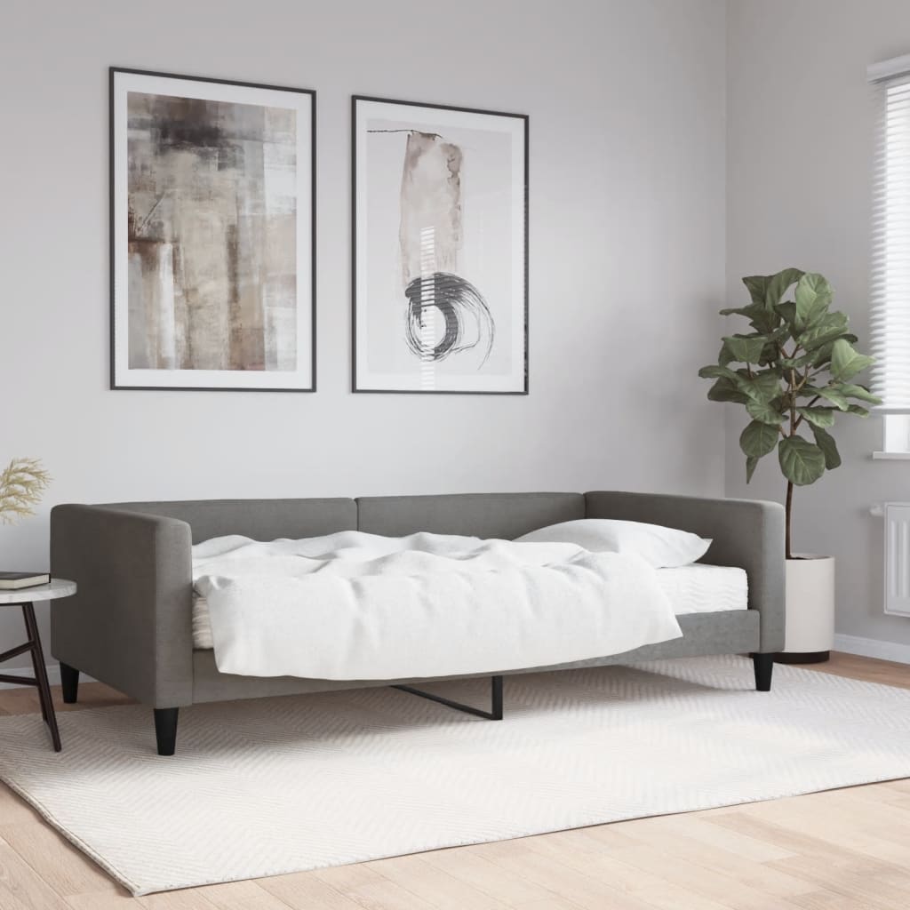 Slaapbank met matras 100x200 cm stof donkergrijs is nu te koop bij PeponiXL, paradijselijk wonen!