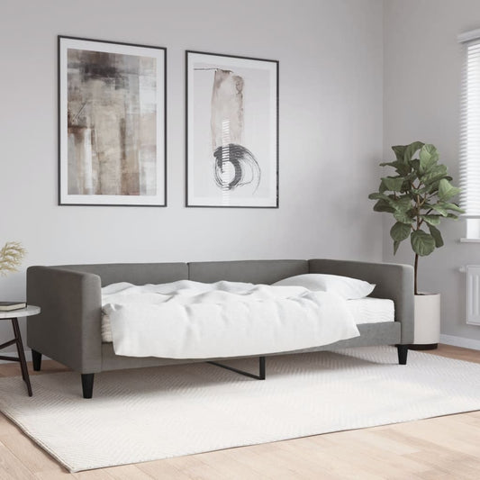 Slaapbank met matras 100x200 cm stof donkergrijs is nu te koop bij PeponiXL, paradijselijk wonen!