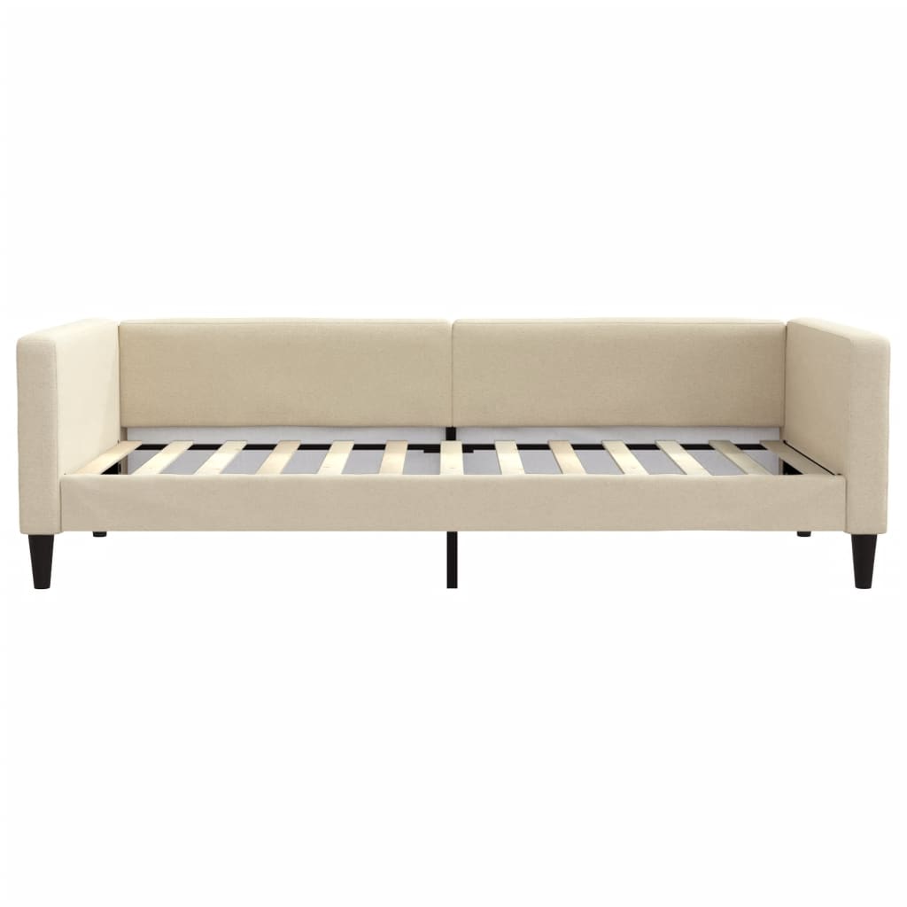 Slaapbank met matras 100x200 cm stof crèmekleurig is nu te koop bij PeponiXL, paradijselijk wonen!
