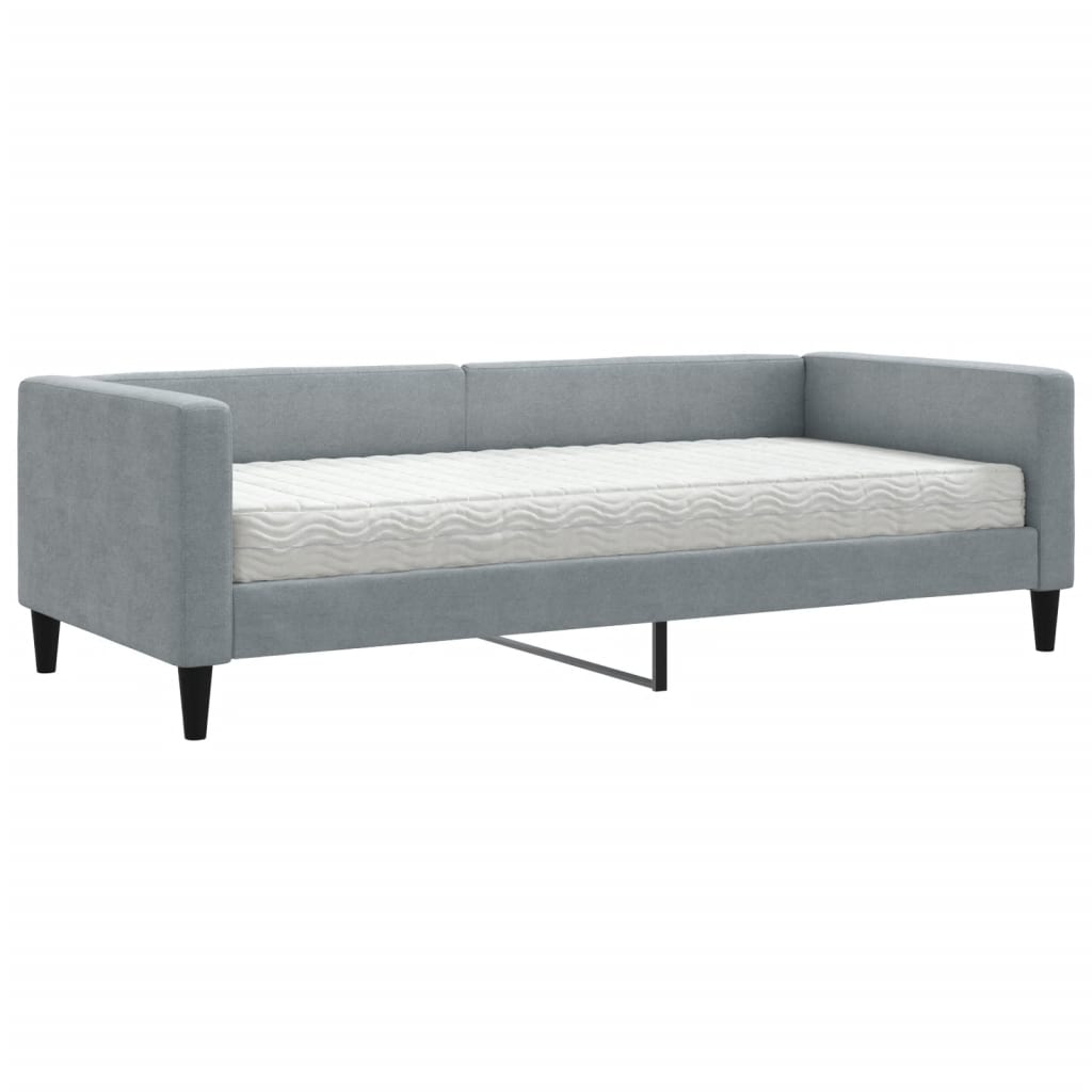 Slaapbank met matras 90x190 cm stof lichtgrijs is nu te koop bij PeponiXL, paradijselijk wonen!