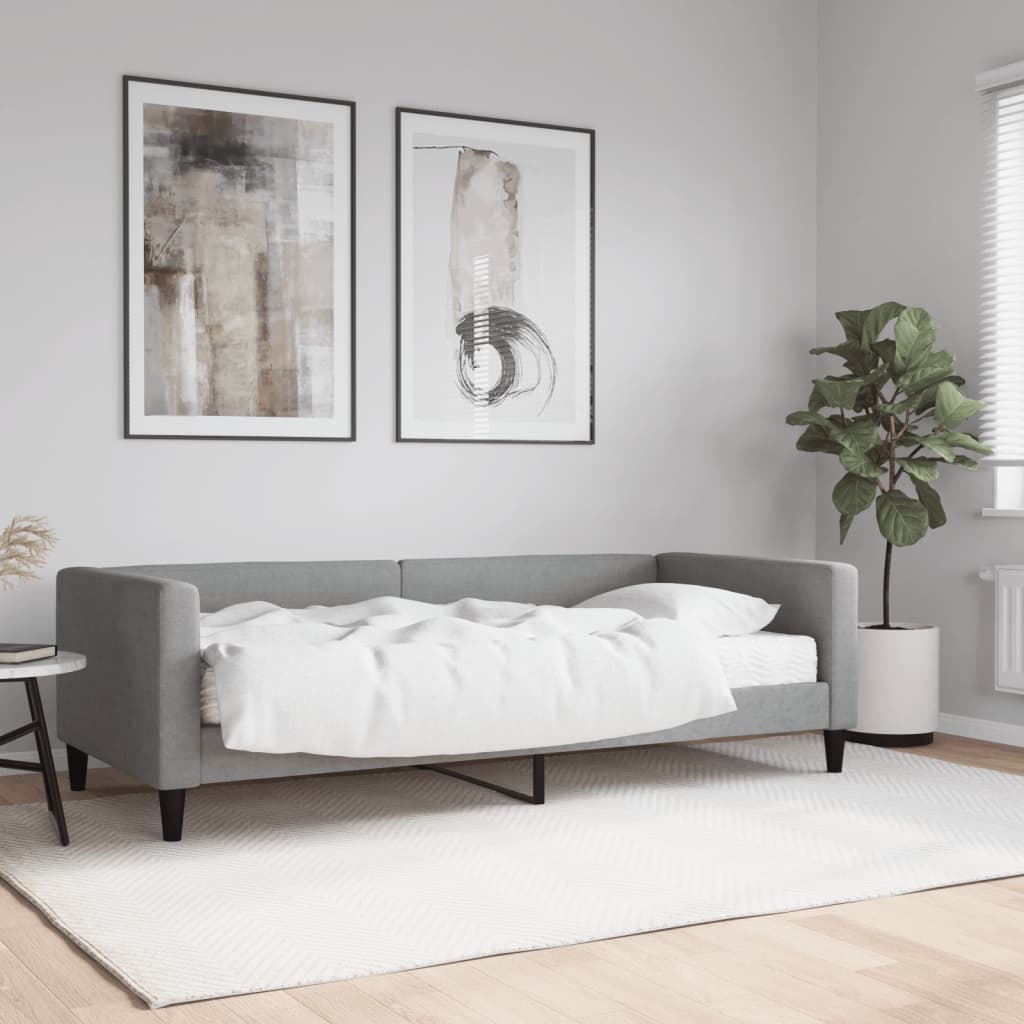 Slaapbank met matras 90x190 cm stof lichtgrijs is nu te koop bij PeponiXL, paradijselijk wonen!