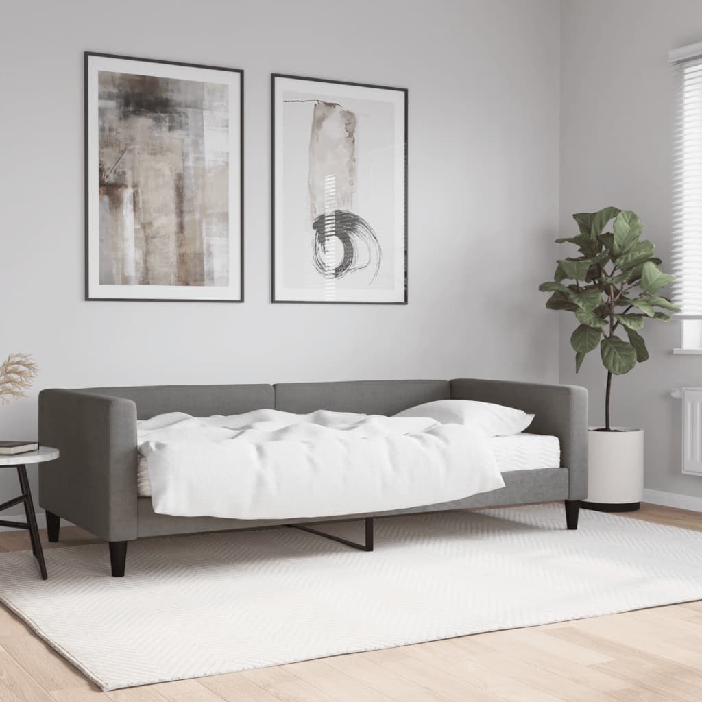 Slaapbank met matras 90x190 cm stof donkergrijs is nu te koop bij PeponiXL, paradijselijk wonen!