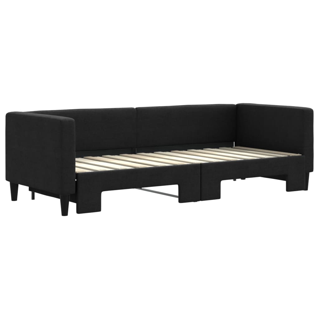 Slaapbank met onderschuifbed 80x200 cm stof zwart is nu te koop bij PeponiXL, paradijselijk wonen!
