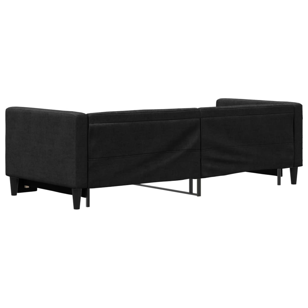 Slaapbank met onderschuifbed 80x200 cm stof zwart is nu te koop bij PeponiXL, paradijselijk wonen!