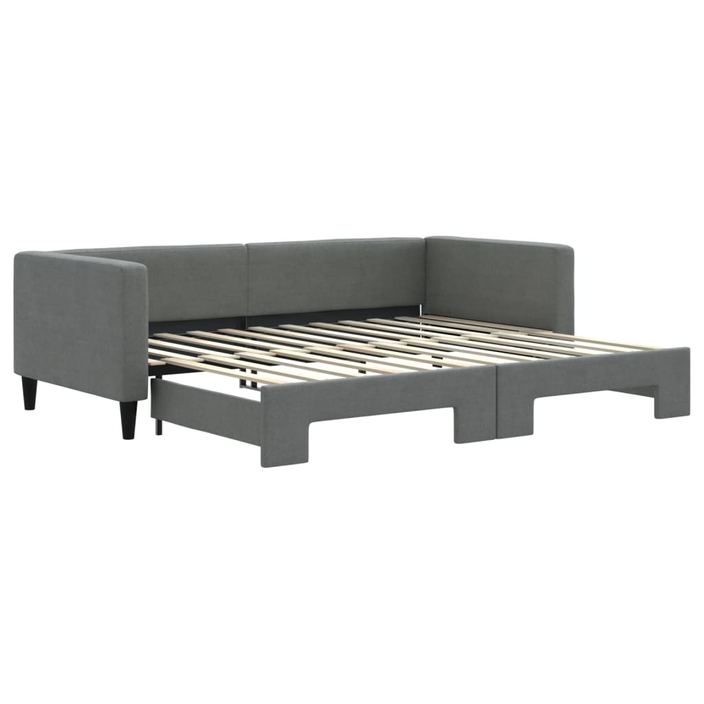 Slaapbank met onderschuifbed 90x200 cm stof donkergrijs is nu te koop bij PeponiXL, paradijselijk wonen!