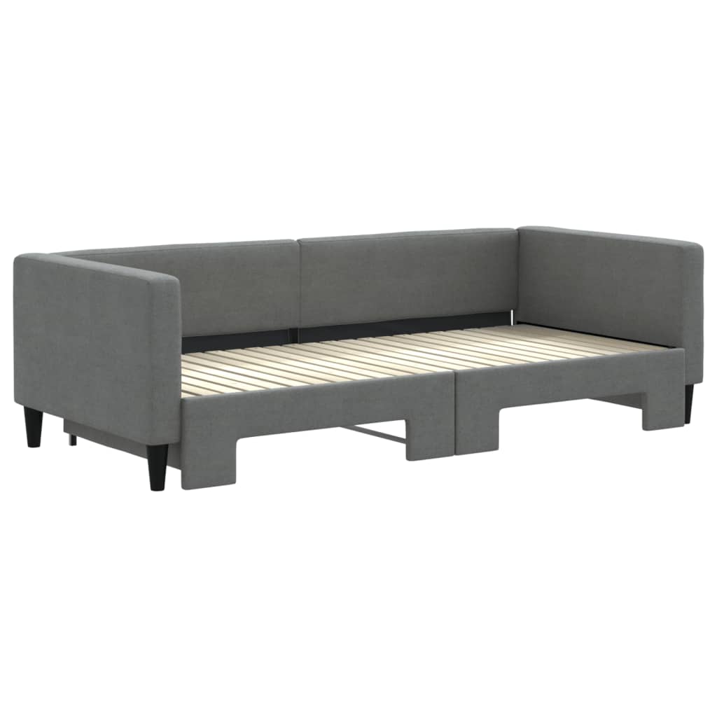 Slaapbank met onderschuifbed 90x200 cm stof donkergrijs is nu te koop bij PeponiXL, paradijselijk wonen!