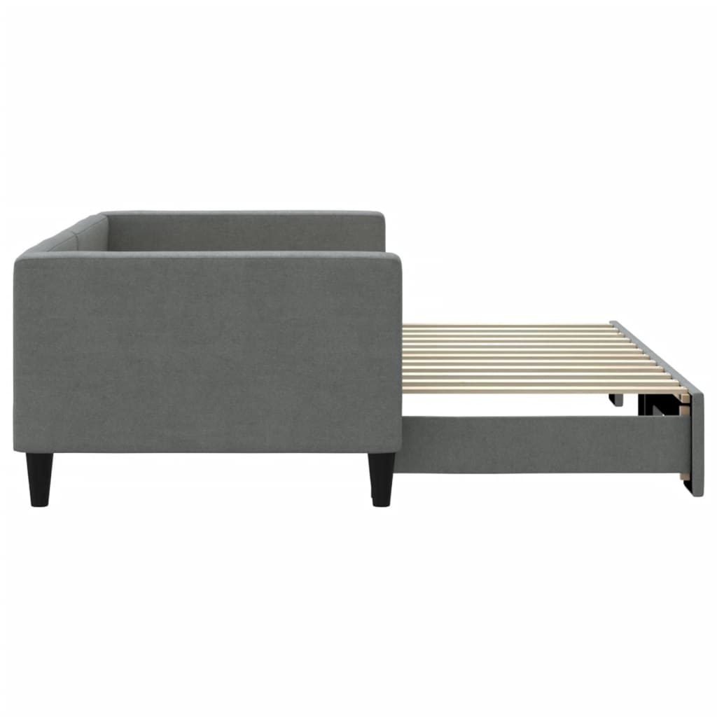Slaapbank met onderschuifbed 90x200 cm stof donkergrijs is nu te koop bij PeponiXL, paradijselijk wonen!