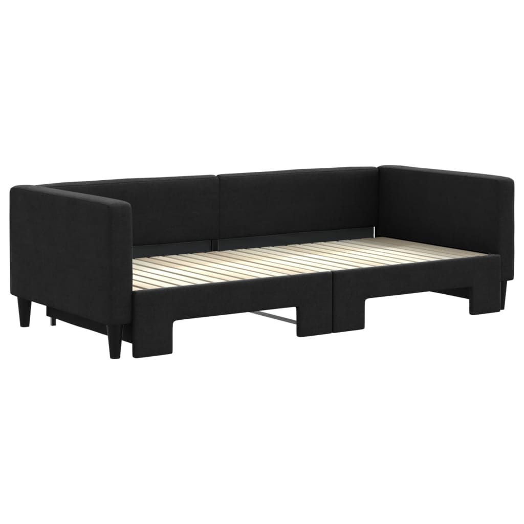 Slaapbank met onderschuifbed 90x200 cm stof zwart is nu te koop bij PeponiXL, paradijselijk wonen!
