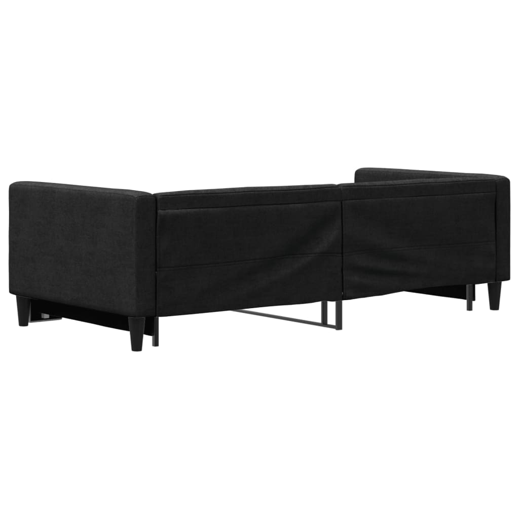 Slaapbank met onderschuifbed 90x200 cm stof zwart is nu te koop bij PeponiXL, paradijselijk wonen!