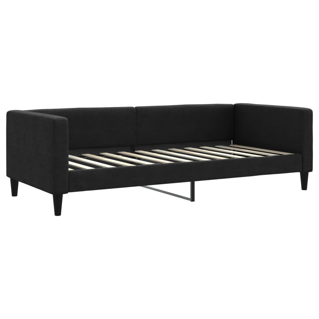 Slaapbank met onderschuifbed 90x200 cm stof zwart is nu te koop bij PeponiXL, paradijselijk wonen!