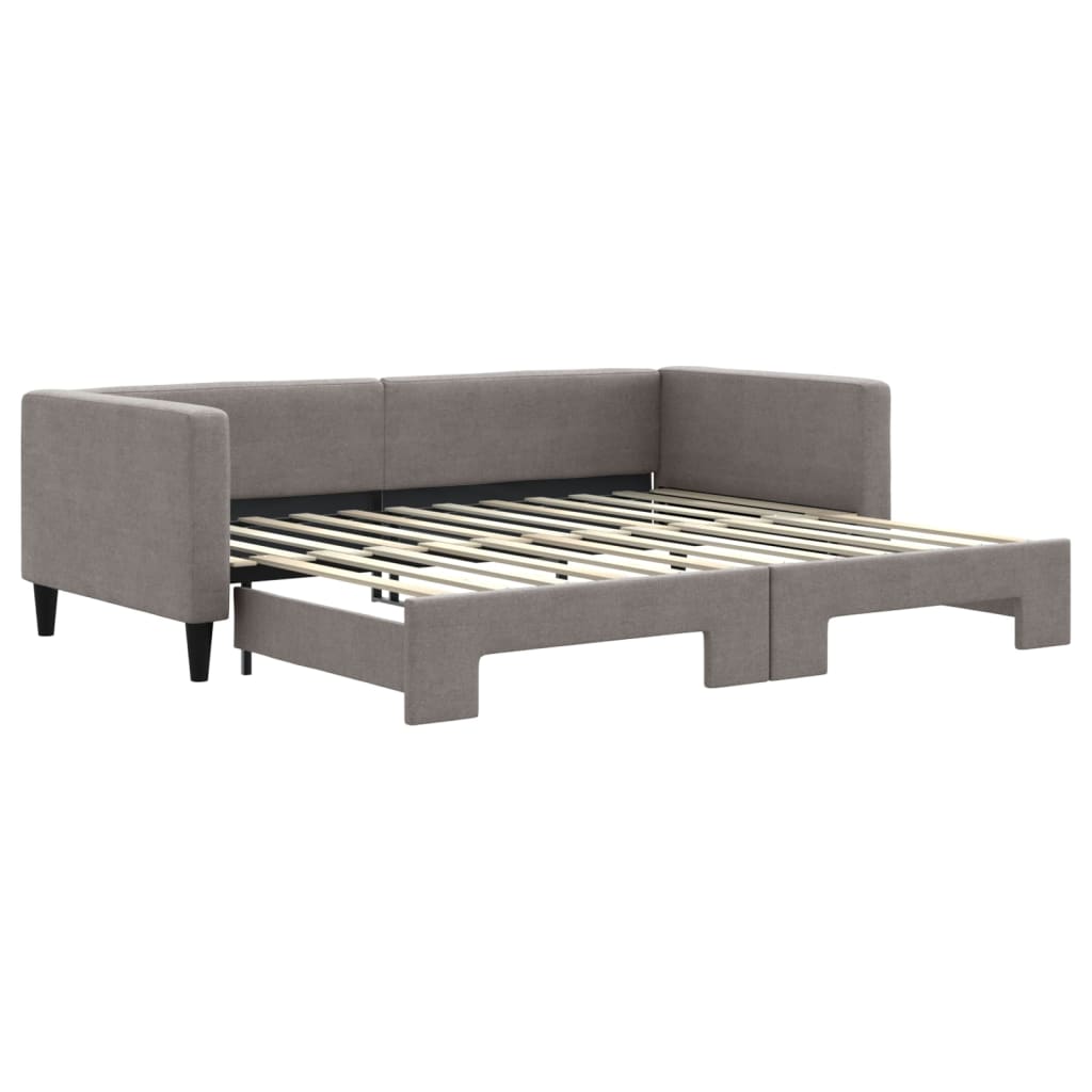 Slaapbank met onderschuifbed 90x200 cm stof taupe is nu te koop bij PeponiXL, paradijselijk wonen!