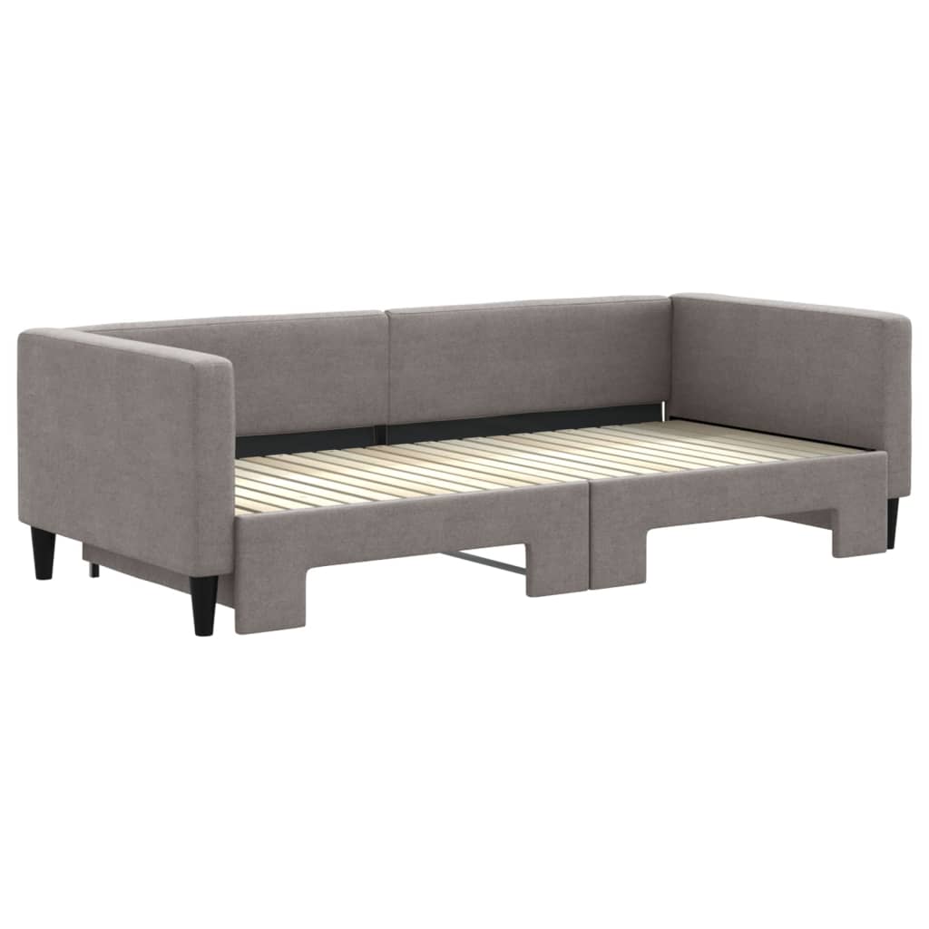 Slaapbank met onderschuifbed 90x200 cm stof taupe is nu te koop bij PeponiXL, paradijselijk wonen!