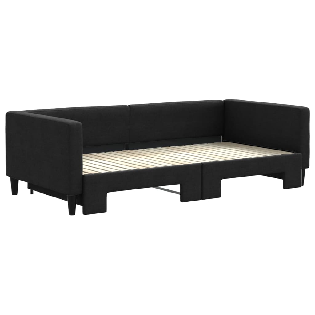Slaapbank met onderschuifbed 100x200 cm stof zwart is nu te koop bij PeponiXL, paradijselijk wonen!