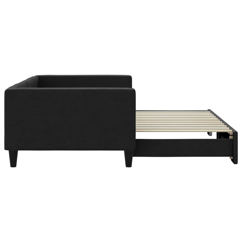 Slaapbank met onderschuifbed 100x200 cm stof zwart is nu te koop bij PeponiXL, paradijselijk wonen!