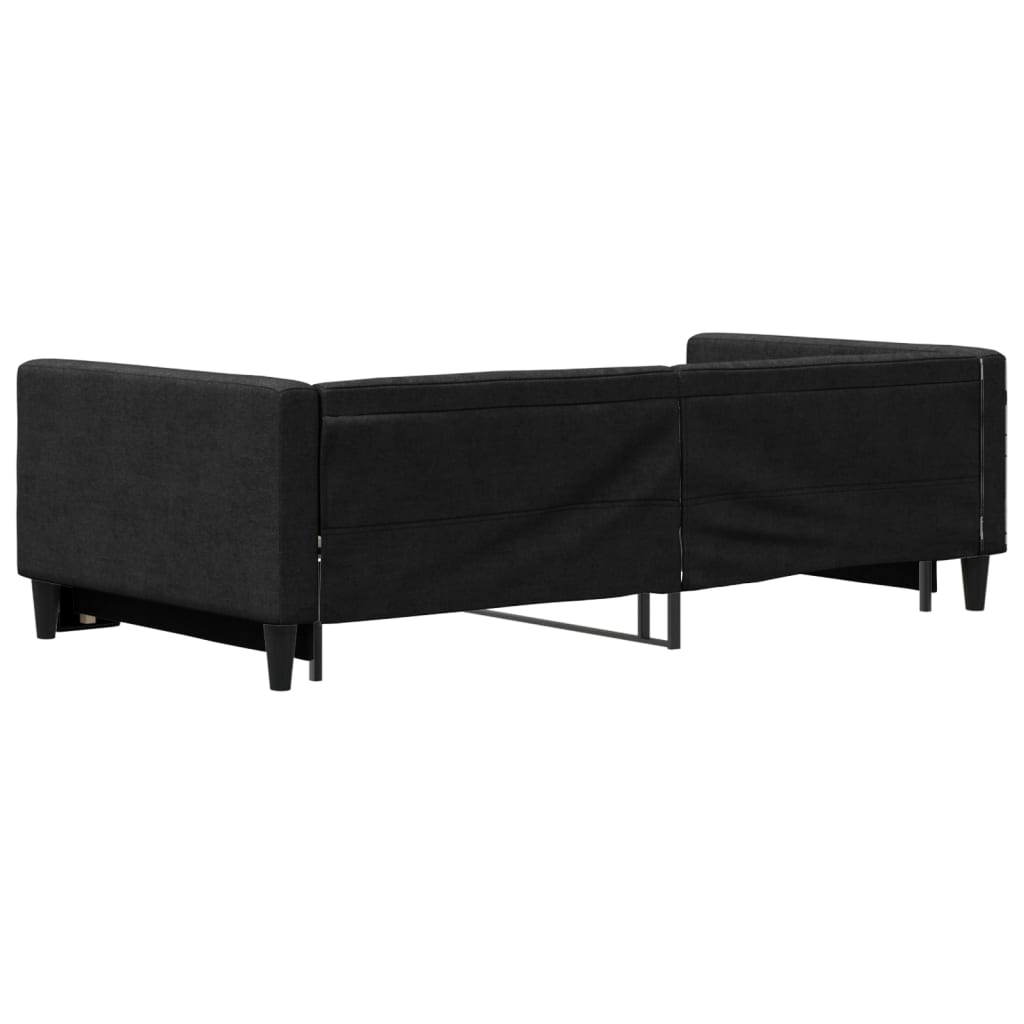Slaapbank met onderschuifbed 100x200 cm stof zwart is nu te koop bij PeponiXL, paradijselijk wonen!