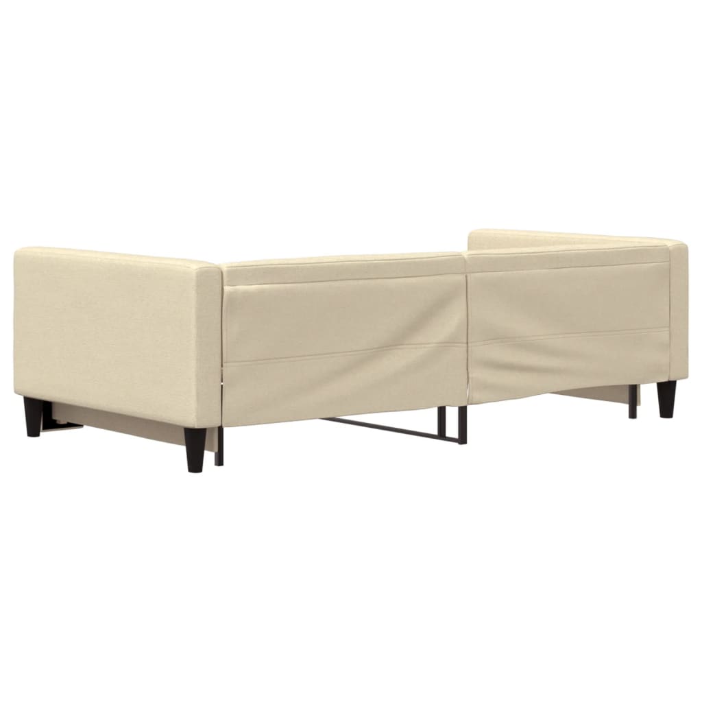 Slaapbank met onderschuifbed 100x200 cm stof crèmekleurig is nu te koop bij PeponiXL, paradijselijk wonen!