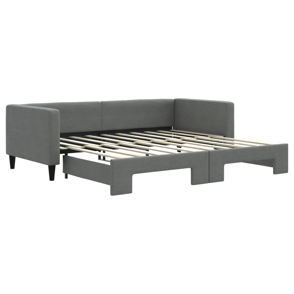 Slaapbank met onderschuifbed 90x190 cm stof donkergrijs is nu te koop bij PeponiXL, paradijselijk wonen!