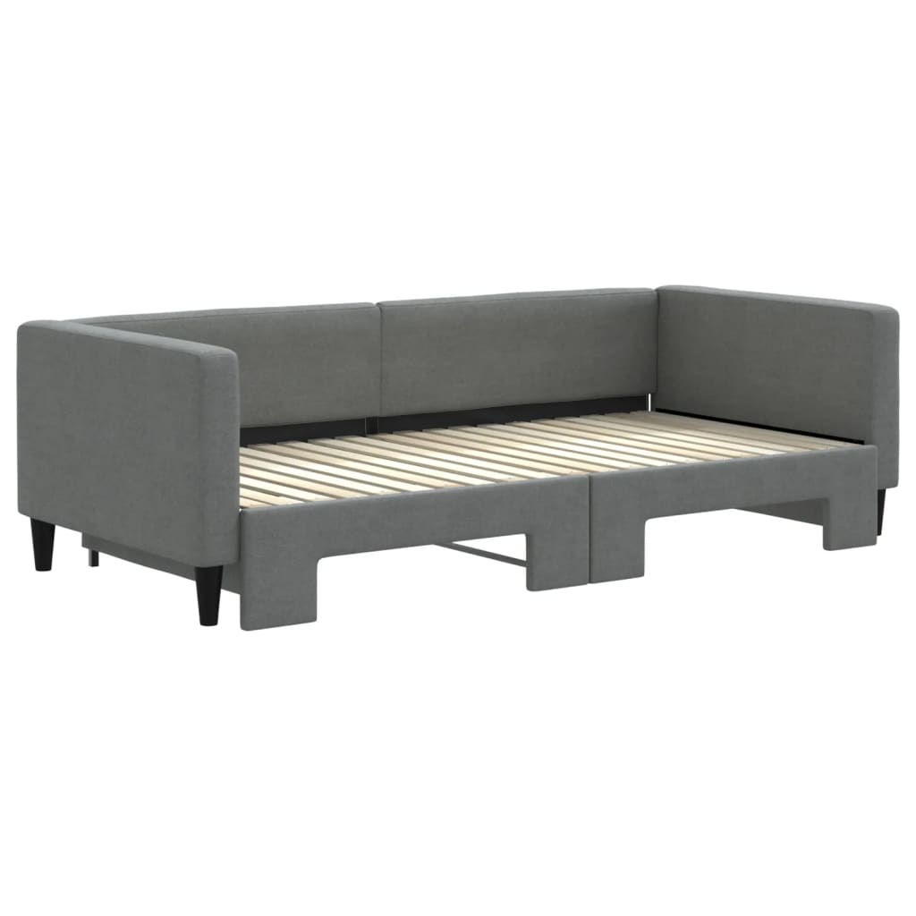 Slaapbank met onderschuifbed 90x190 cm stof donkergrijs is nu te koop bij PeponiXL, paradijselijk wonen!